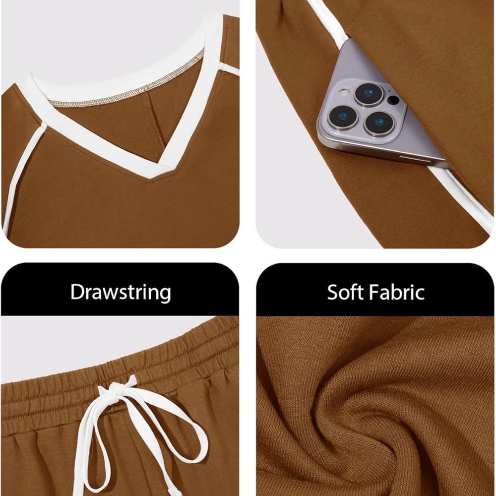 Brown and White Women's Lounge Set - Picture 7 of 7